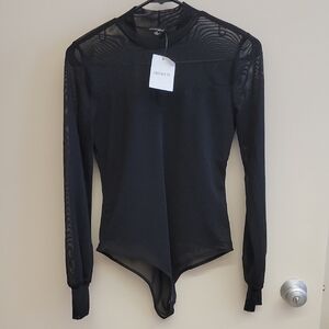 Forever 21 Sheer Black Long Sleeve Bodysuit